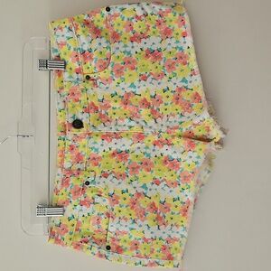 Victoria's Secret Boyfriend Short Yellow Pink Floral Fringe Hem Size 4